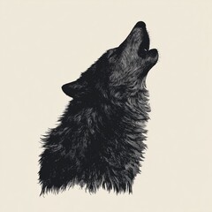 Howling wolf illustration, white background cut out png