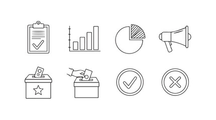 Hand drawn sketch icons set for voting elections and business concepts clean design elements vector © MstMili