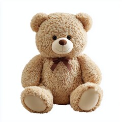 Obraz premium Teddy bear with a brown bow, isolated, white, background, png, cut, out, transparent, white background cut out png