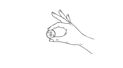 Hand gesture ok sign with coin finger pinch positive approval communication symbol clean vector