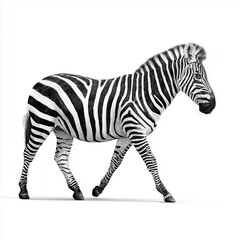 Fototapeta premium Zebra walking isolated, white background cut out png
