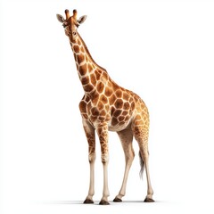Naklejka premium Giraffe standing tall, isolated on white background cut out png