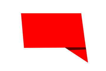 Red folded paper style speech bubble shape for chat, message, comment, banner, label, infographic, and modern graphic design element
