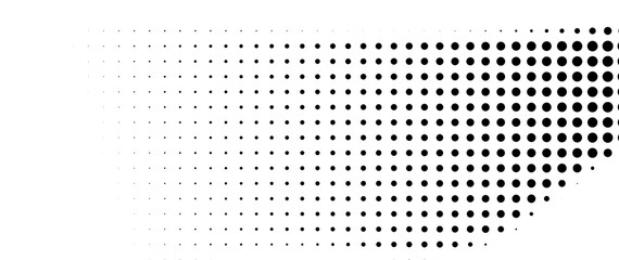 Black halftone dot gradient texture for comic effect, pop art background, retro pattern, advertisement, and abstract design
