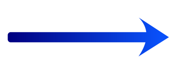 Blue straight right arrow with rounded tail for direction, navigation, forward movement, and infographic highlight