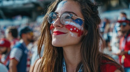 Young Woman with Face Paint Smiling at Outdoor Celebration Event