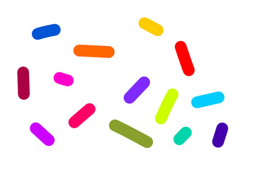 Colorful rounded rectangle sprinkle pattern for abstract decoration, confetti effect, celebration design, and playful background