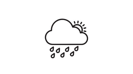 Sunny weather forecast icon with cloud and rain drops symbol vector