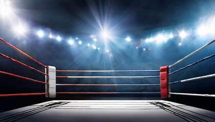 professional boxing ring in the spotlight