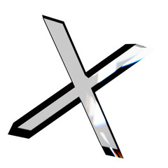 Obraz premium 3D letter X with chrome effect, set of 3D letters on transparent background