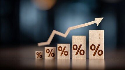 An abstract representation of financial growth, featuring a series of wooden blocks ascending to symbolize upward market trends.