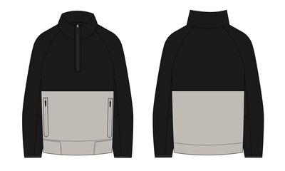 Long sleeve sweatshirt jacket vector illustration template front and back