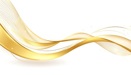 Abstract gold wavy lines on white background