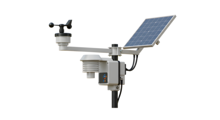 Weather Station with Solar Panel and Wind Sensor for Climate Monitoring