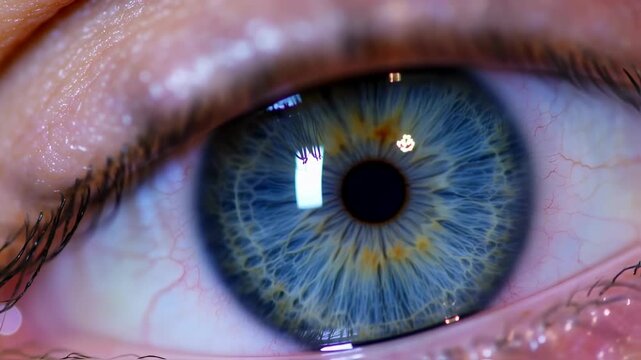 Captivating Macro Photography of a Human Eyes Blue Iris and Pupil.