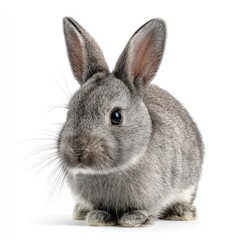 Obraz premium Gray rabbit isolated on white background for commercial and editorial use