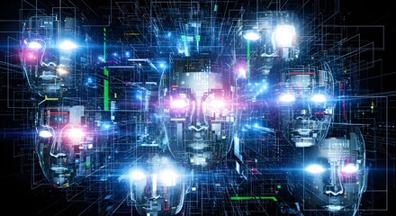 Obraz premium Futuristic digital human interface