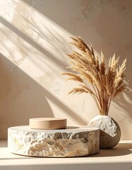 Beige minimalist product display