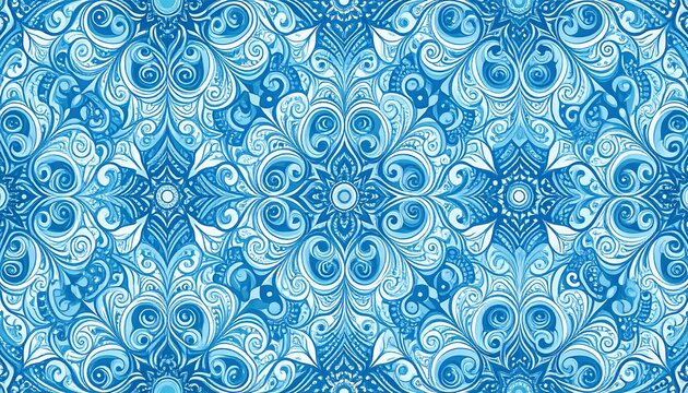 Intricate blue snowflake pattern - Powered by Adobe