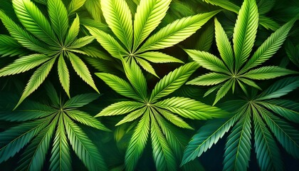 a natural background with lush green cannabis hemp leaves concept for 420 day celebration