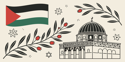 Flat Vector Palestine Traditional Design