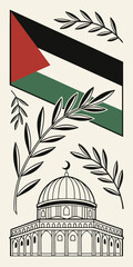 Peace And Olive Branch Palestine Vector