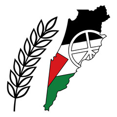 Flat Palestinian Flag Heart Shape Vector