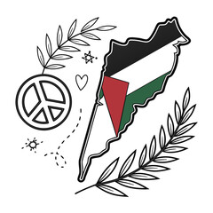 Flat Style Palestine National Emblem Vector