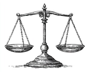Illustration of a vintage balance scale symbolizing justice and fairness