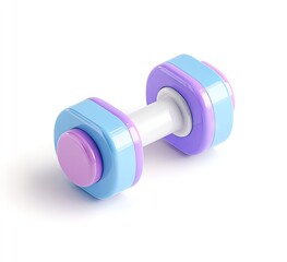 Isometric dumbbell illustration blue purple and white on white background