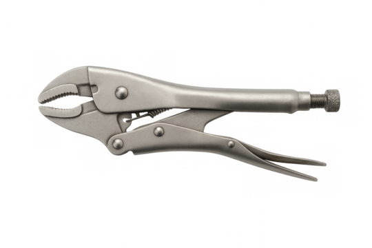 Locking pliers metal hand tool on transparent background