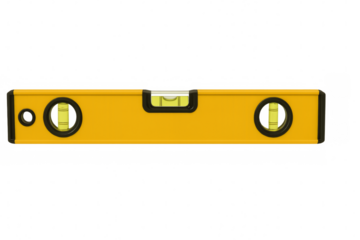 Yellow spirit level tool showing accuracy and balance