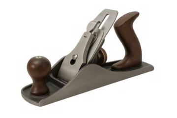 Metal and wood hand plane tool used for shaping and smoothing wood