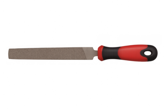 Metal hand file with red handle for carpentry