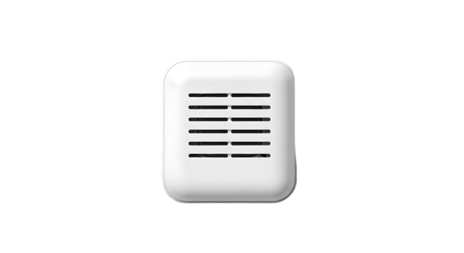 White Smoke Detector on Clean White Background for Home Safety and Security