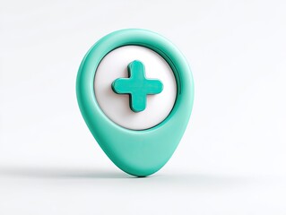 Obraz premium Medical location marker with plus sign concept isolated on white background