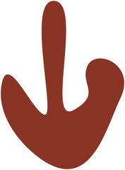 Abstract shape resembling hand gesture in earthy brown color against a transparent background