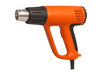 Orange heat gun power tool on transparent background