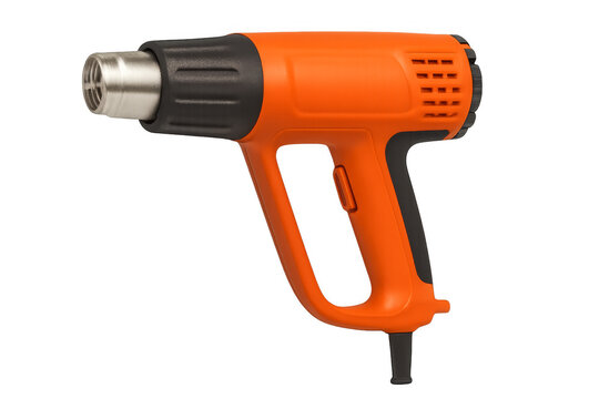 Orange heat gun power tool on transparent background - Powered by Adobe