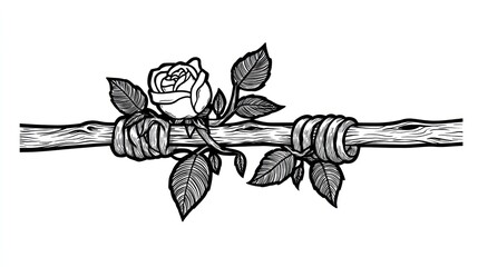 Rose and barbed wire illustration