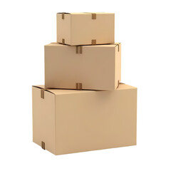 Obraz premium 3d Stack of blank Cardboard box isolated on transparent background