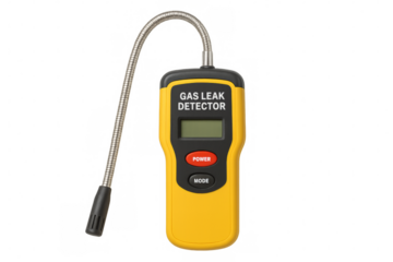 Yellow gas leak detector measuring safety level