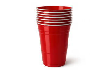 Stack of red plastic party cups for games