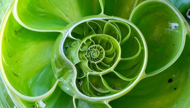 Intricate green spiral shell
