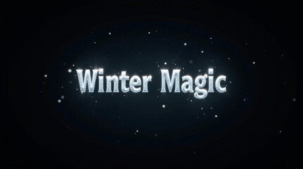 Winter magic text animation with ice effect and falling snow particles on a dark background, creating a festive and enchanting atmosphere perfect for holiday designs