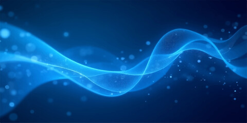 Abstract blue wave background with light flowing curves and texture
