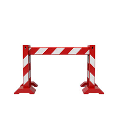 Red and White Construction Barrier isolated on transparent background