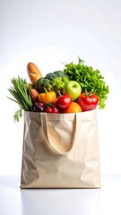 Beige tote bag filled with fresh produce