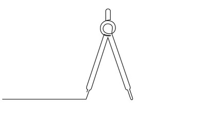Animated self drawing of single continuous line draw compass stationery tool. Animation video - Powered by Adobe