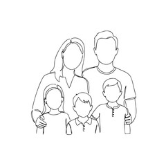 Family continuous line drawing, minimalist art style, white background 